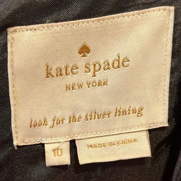 Kate Spade black and white "Cora" bow print shift dress 10